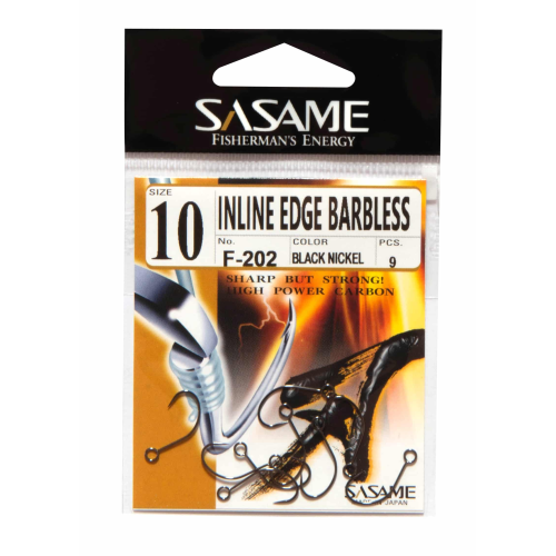 Hameçons Simples Sasame Inline Edge Barbless Black Nickel 2