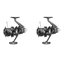 Paire de moulinets Shimano Aerlex XTC 14000 au design noir épuré avec bobine longue distance et technologie Super Slow 5.