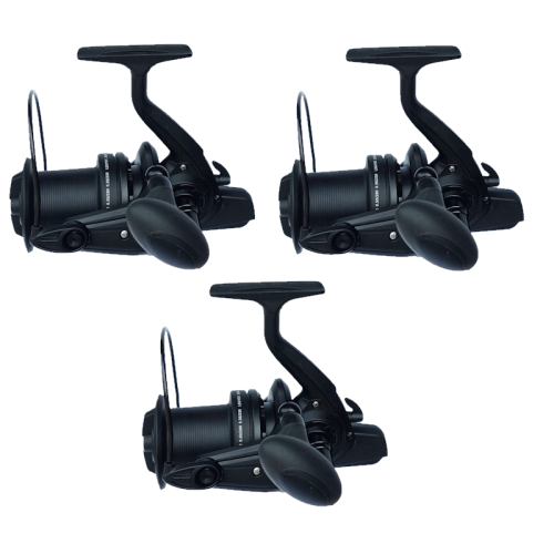 Trio de moulinets carpe Orion Concept X-13 10000, design robuste noir , 8+1 roulements pour une performance maximale.