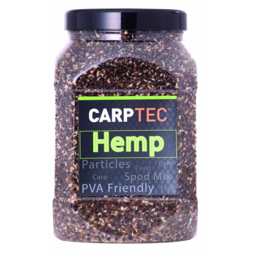 Bidon de 2 litres de chènevis cuit germé et PVA Friendly Dynamite Baits Carptec Particles Hemp.