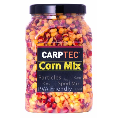 Bidon de 2 litres de mélange de maïs jaune et maïs rouge cuits PVA Friendly Dynamite Baits Carptec Particles Corn Mix.