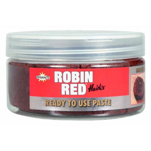 Pot de 250 grammes de pâte d'eschage rouge prête à l'emploi Dynamite Baits Robin Red Ready Paste au Robin Red de Haith's.