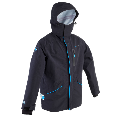 Veste de pêche imperméable et respirante 3 couches noire Garbolino 80' Series avec capuche.
