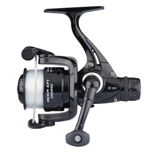 Moulinet spinning compact à frein arrière prêt à pêcher garni de fil SRT Meka Efi 201 Rd.