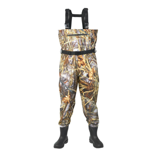 Waders légers en nylon 210D motif camouflage Jaeger Camo SRT avec bottes à semelles crantées.