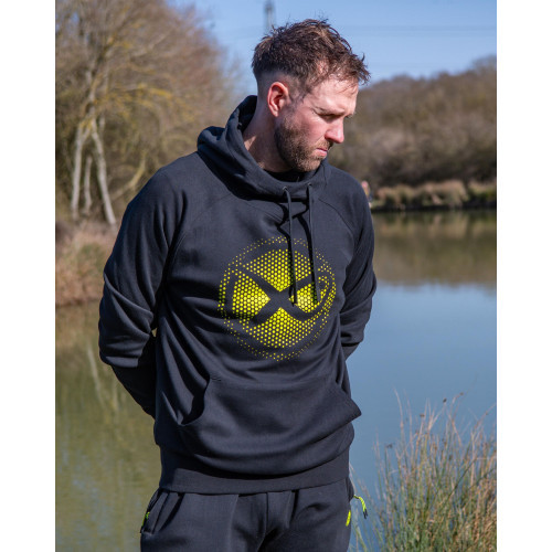 Sweat Matrix Large Fade Logo Hoody - Black/Lime