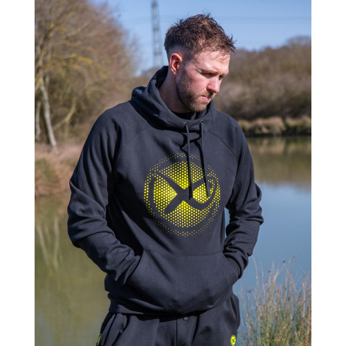 Sweat Matrix Large Fade Logo Hoody - Black/Lime