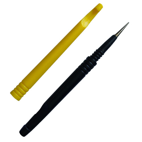 Dégorgeoir de pêche double embout jaune et noir avec aiguille de démêlage interne. 2