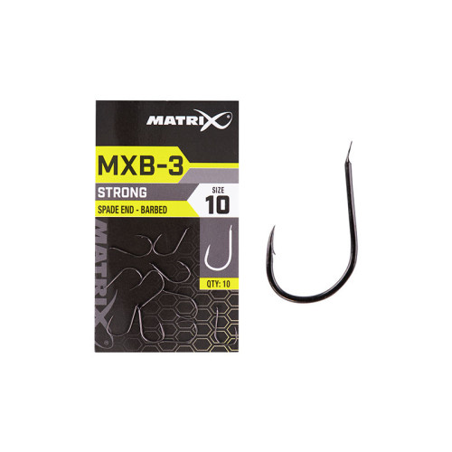 Hameçons Matrix MXB-3 Barbed Spade End (Black Nickel) 10pcs 2